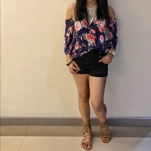 Floral Print Top With Lace Details